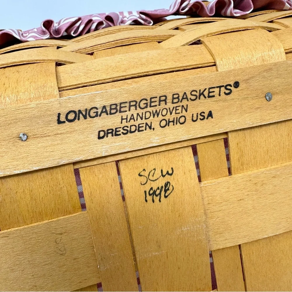 Vintage 1998 Longaberger Gather Handle Basket with Liner